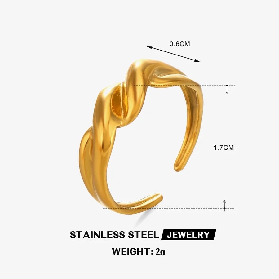 Jewelry Simple Style Spiral 304 Stainless Steel 18K Gold Plated Polishing Rings