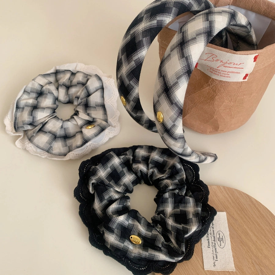 Women's Simple Style Commute Checkered Cloth Hair Tie