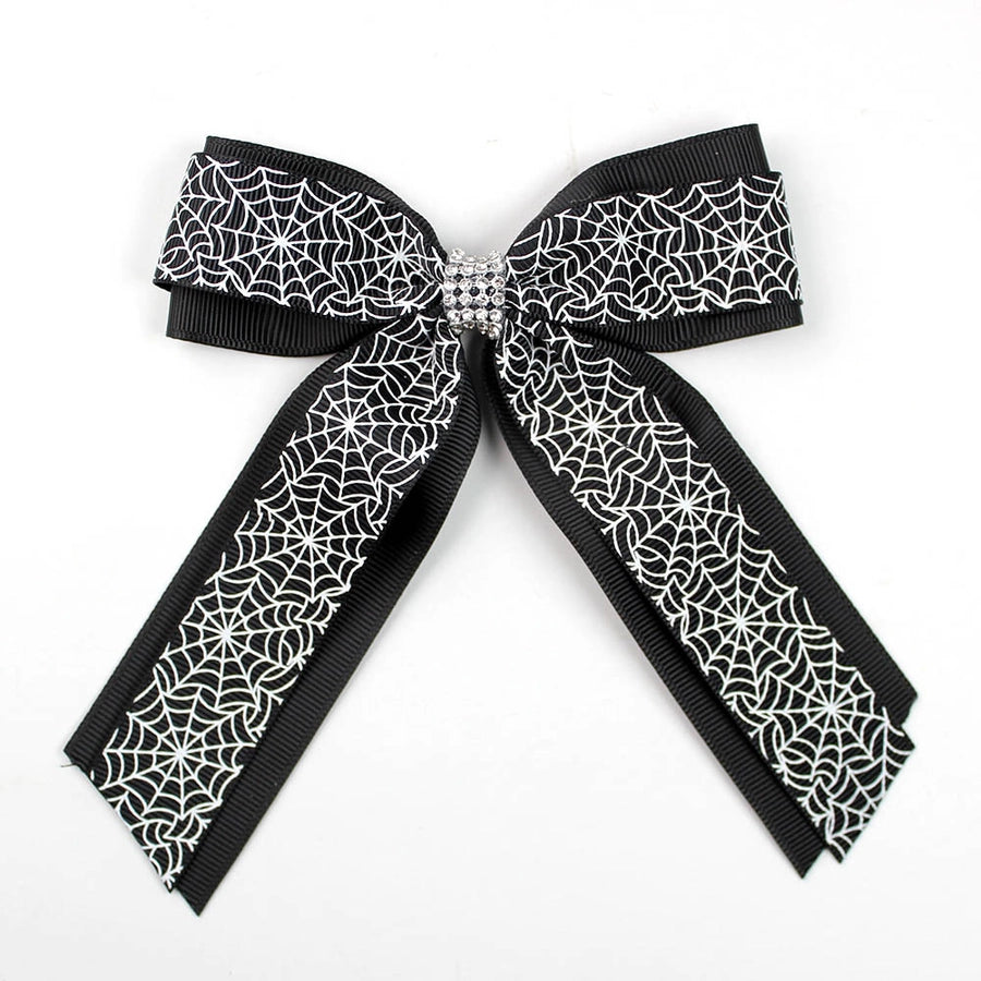 Girl'S Casual Pumpkin Bow Knot Ghost Cloth Inlay Rhinestones Hair Clip