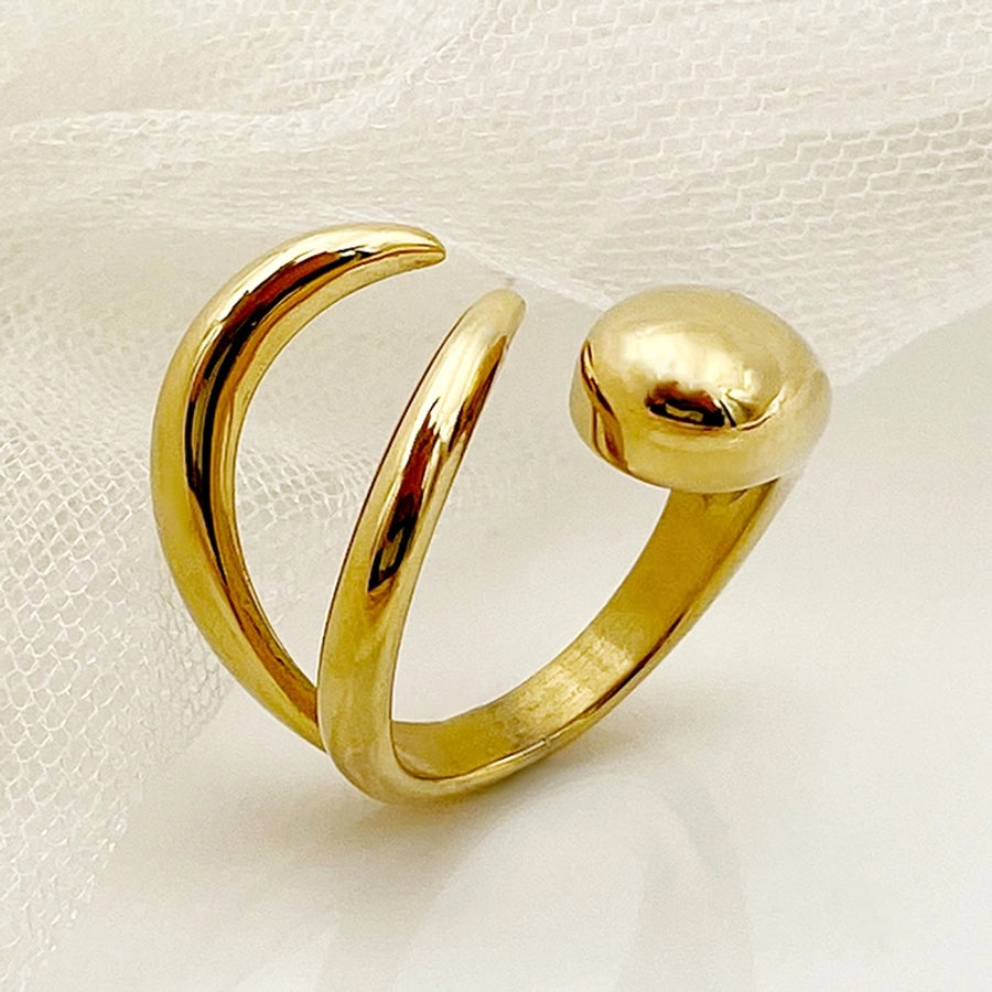 Jewelry Casual Basic Simple Style Asymmetrical Solid Color 304 Stainless Steel 14K Gold Plated Plating Rings