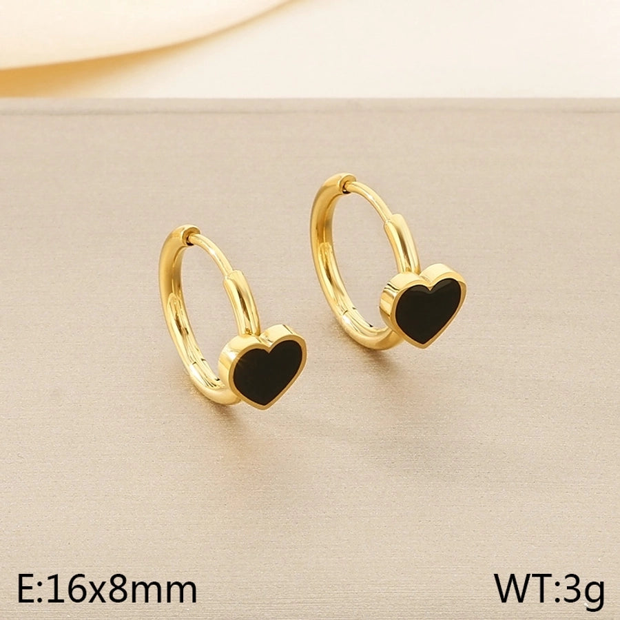 1 Pair Vintage Style Square Heart Shape Hollow Out Inlay 304 Stainless Steel Pearl Zircon 18K Gold Plated Earrings