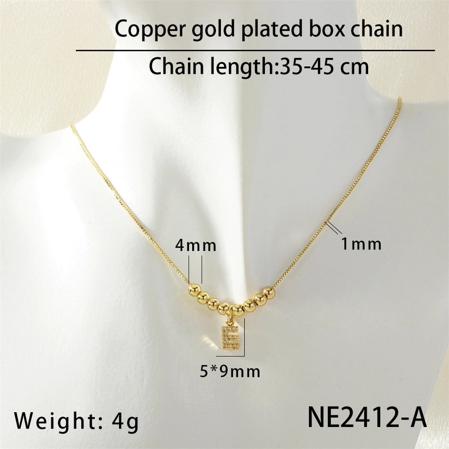 Jewelry Simple Style Letter Copper Zircon Inlay Pendant Necklace