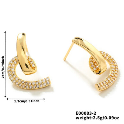 1 Pair Elegant Glam Shiny Cat Inlay Copper Zircon K Gold Plated Rhodium Plated Earrings