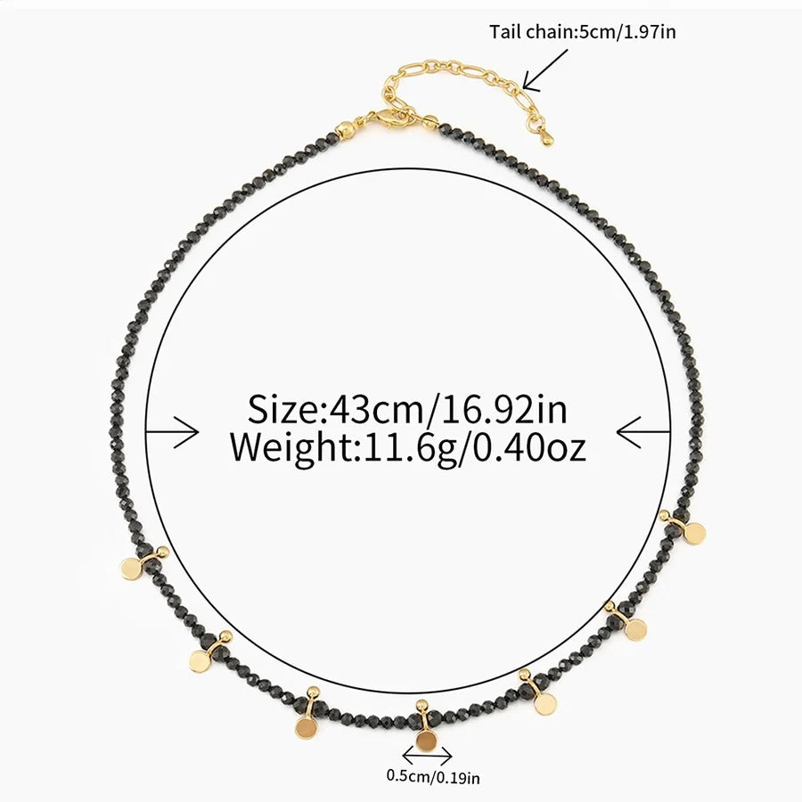 Retro Geometric natural stone Copper Black Pointed Crystal Necklace In Bulk