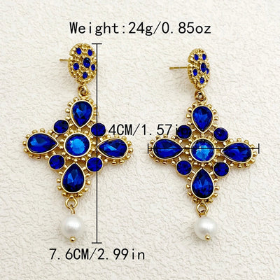 Jewelry Elegant Baroque Style Devil's Eye Square Rhombus 304 Stainless Steel Zircon 14K Gold Plated Enamel Inlay Jewelry Set