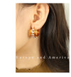 1 Pair Elegant Retro French Style C Shape Semicircle Polishing Plating Inlay 304 Stainless Steel Zircon 18K Gold Plated Earrings