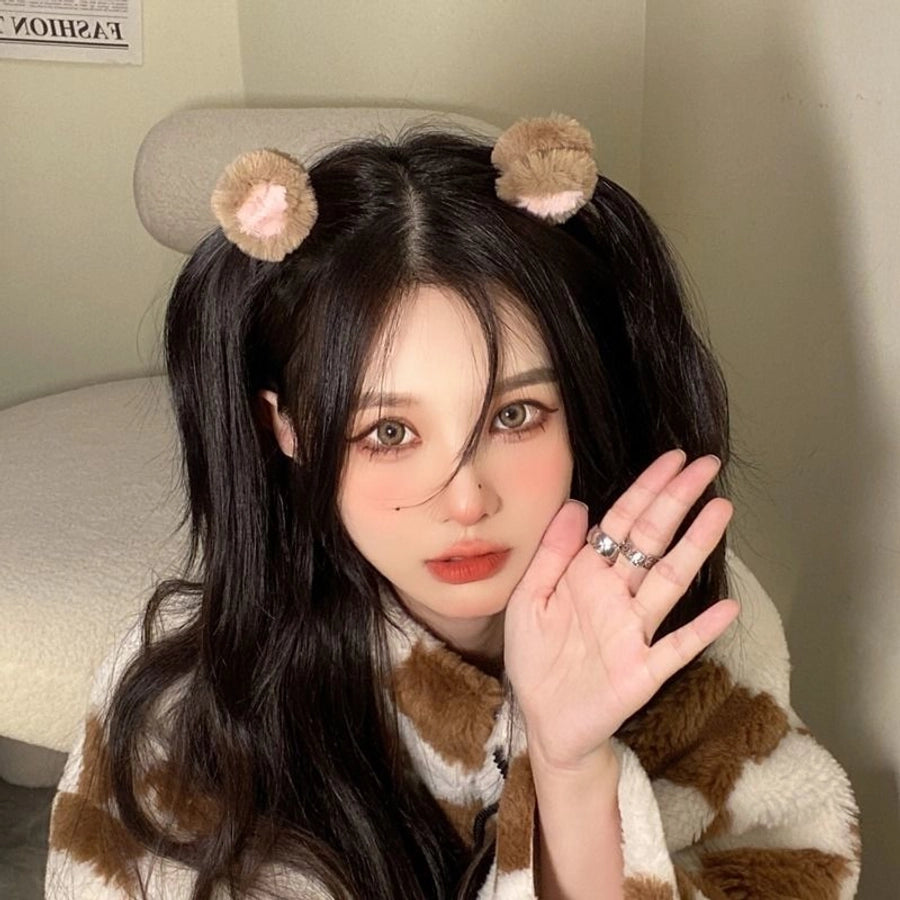 Salt Sweet Plush Ear Clip Three-dimensional Cartoon Clip Super Cute Girl's Heart Bangs Clip Pair Clip Japanese and Korean Hair Accessories