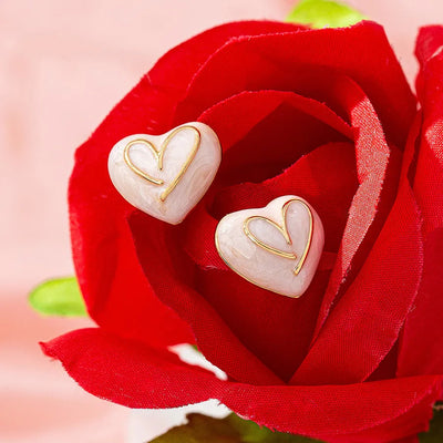 1 Set 1 Pair Elegant Sweet Heart Shape Zinc alloy Ear Studs