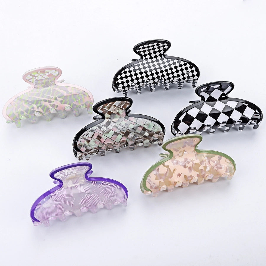 simple style checkered acetic acid sheets hair claws 1 piece