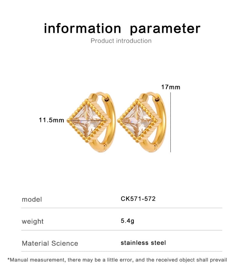 1 Pair Casual Commute Square Plating 304 Stainless Steel 316 Stainless Steel  18K Gold Plated Drop Earrings