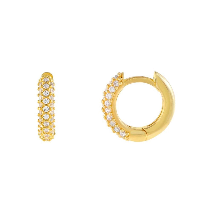 1 Pair Elegant Retro Luxurious Geometric Copper Zircon 24K Gold Plated Hoop Earrings Ear Studs