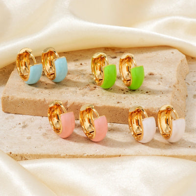 1 Pair Elegant Simple Style Shiny Round Inlay Copper Resin K Gold Plated Earrings