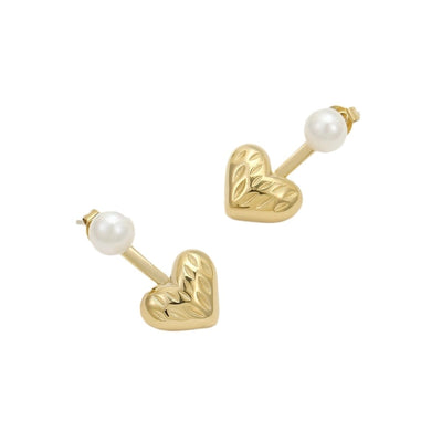1 Pair Retro Heart Shape Plating 304 Stainless Steel Ear Studs