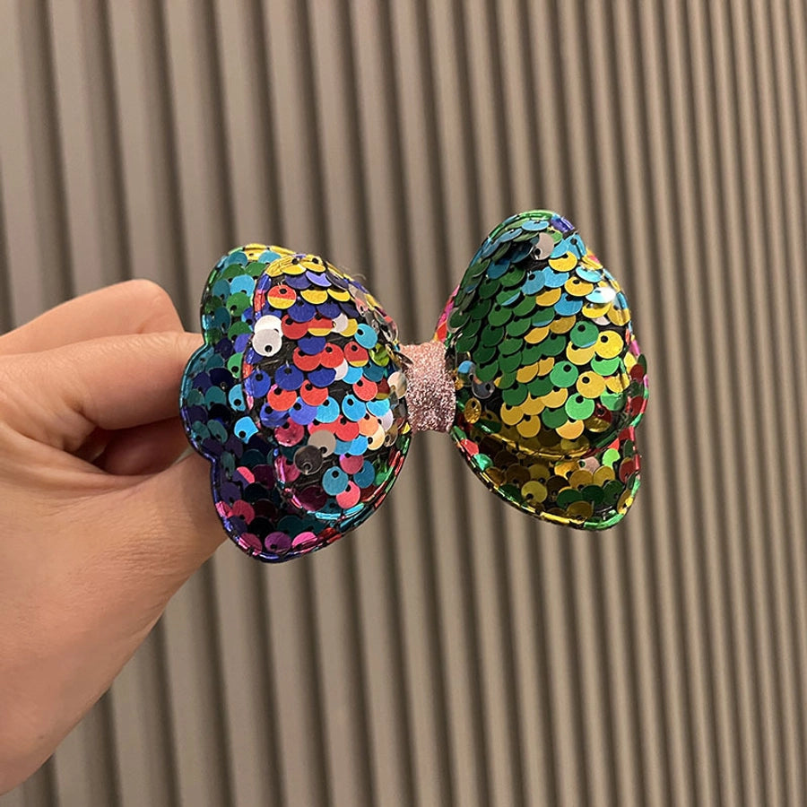 cute bow knot cloth sequins handmade hair clip 1 piece