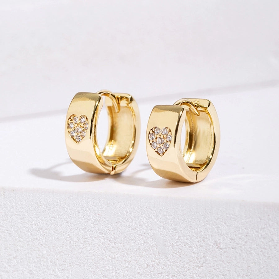 1 Pair Lady Heart Shape Plating Copper Zircon Earrings