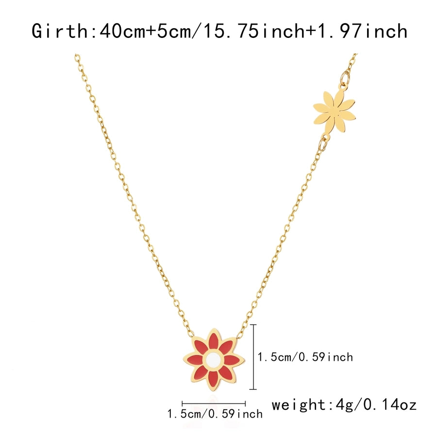 Premium Little Daisy Flower Bracelet Necklace Ear Stud Three-Piece Set Sweet Personality Niche Stainless Steel Ornament