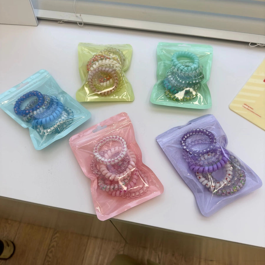 simple style solid color plastic resin knitting hair tie