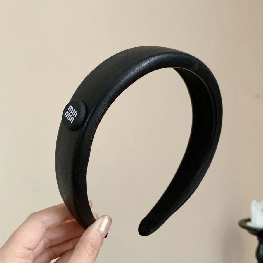 Women's Simple Style Classic Style Solid Color Pu Leather Hair Band