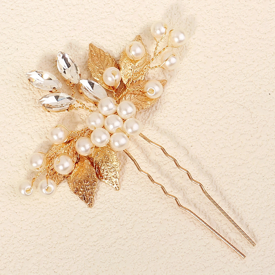 Women's Simple Style Flower Imitation Pearl Alloy Rhinestone Insert comb