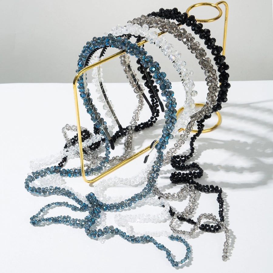 Women's Elegant Luxurious Solid Color Alloy Cloth Inlay Glass Hair Band