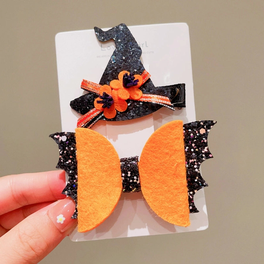 Halloween Cute Funny Women's Pumpkin Cat Bow Knot Hair Clip