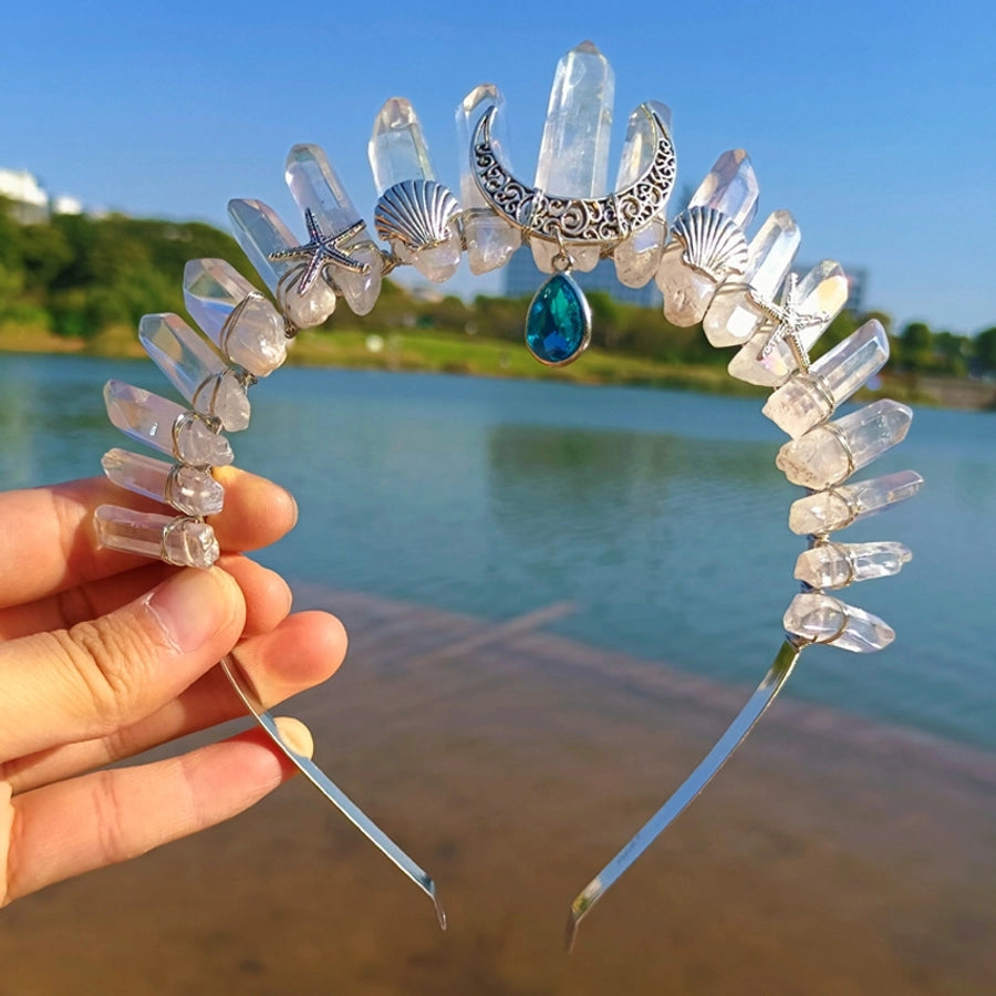 retro moon starfish crystal handmade hair band