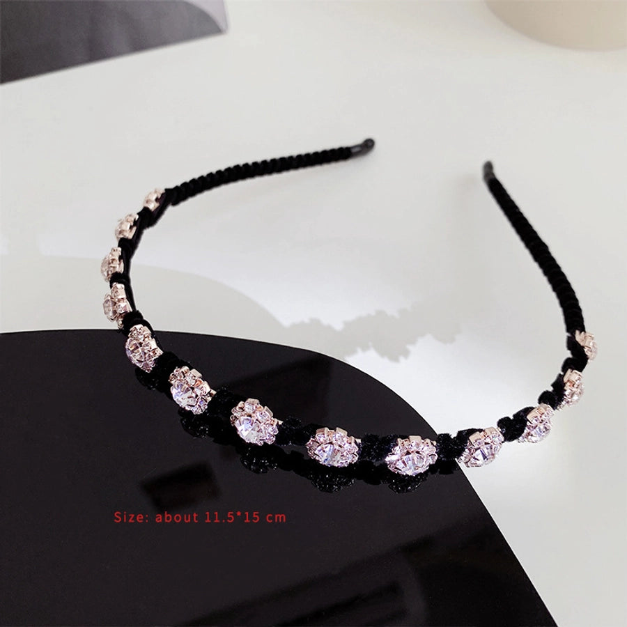 elegant simple style water droplets heart shape bow knot alloy inlay artificial rhinestones hair band