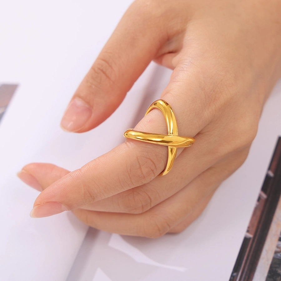 Jewelry Simple Style Classic Style Solid Color Titanium Steel 18K Gold Plated Plating Rings