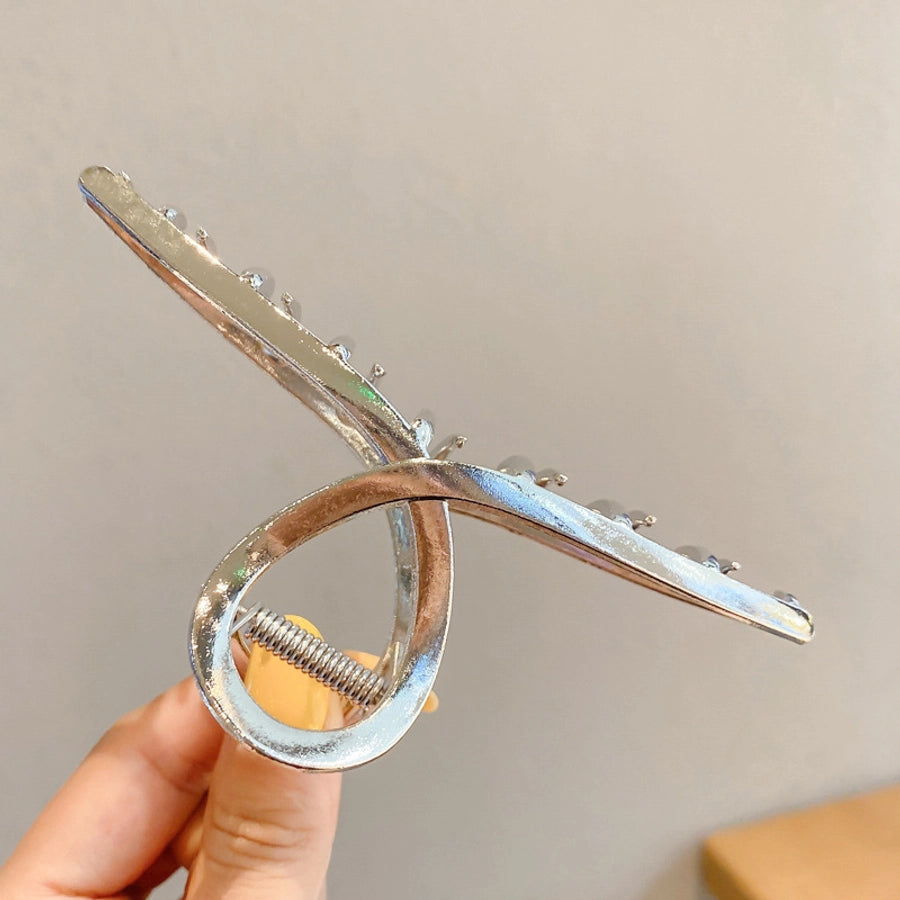 simple style solid color alloy resin hollow out hair claws