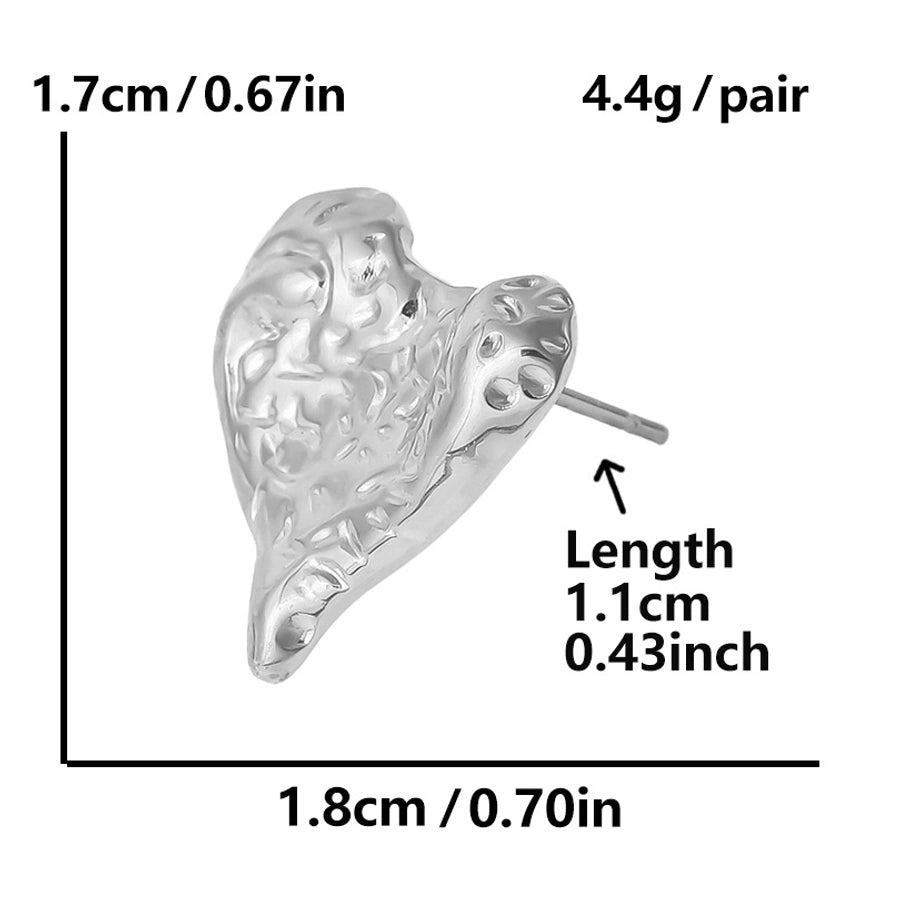 1 Pair Simple Style Classic Style Heart Shape Plating 304 Stainless Steel Ear Studs