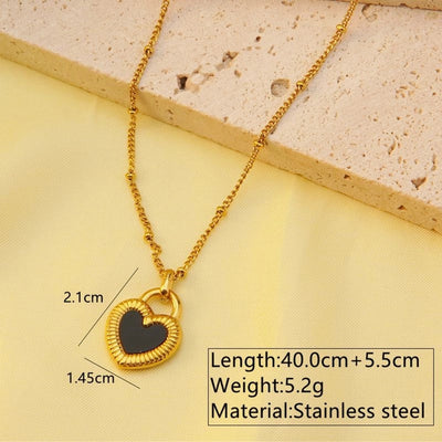Jewelry Lady Simple Style Classic Style Heart Shape 304 Stainless Steel 18K Gold Plated Plating Pendant Necklace