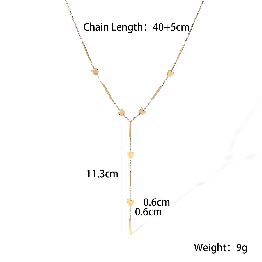 Jewelry Retro Simple Style Commute Geometric Butterfly 304 Stainless Steel Pendant Necklace