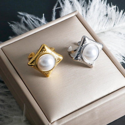 Jewelry IG Style Simple Style Commute Rhombus 304 Stainless Steel Pearl Inlay Rings Earrings Necklace