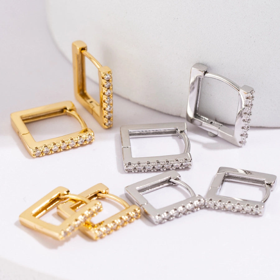 1 Pair Simple Style Geometric Copper Zircon Earrings