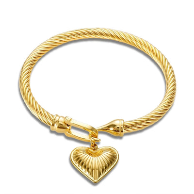 Marine Style Starfish Heart Shape Shell Titanium Steel Bangle In Bulk