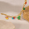 Simple Style Christmas Tree Santa Claus Christmas Socks 304 Stainless Steel cable chain Bracelets In Bulk
