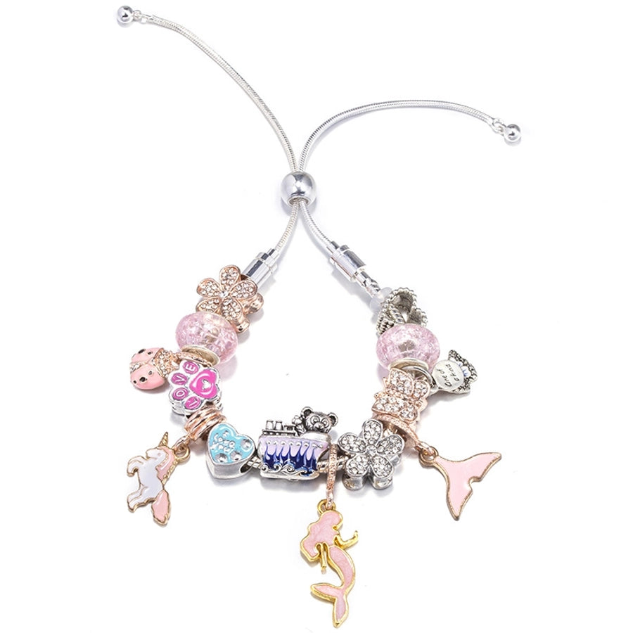 Copper Beaded Heart Shape Crown Bracelets