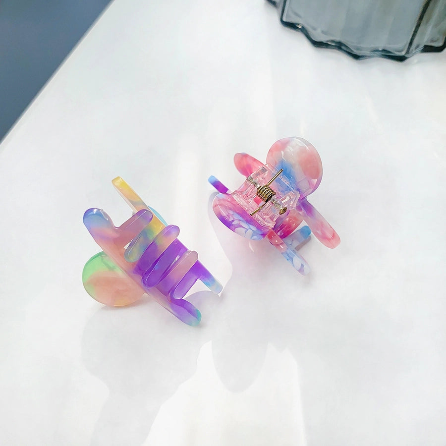 cute color block acetic acid sheets plating hair claws 1 piece