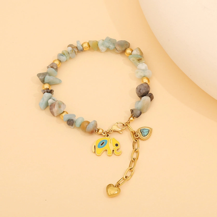 Elegant Commute Heart Shape Eye 18K Gold Plated 304 Stainless Steel Stone  Bracelets