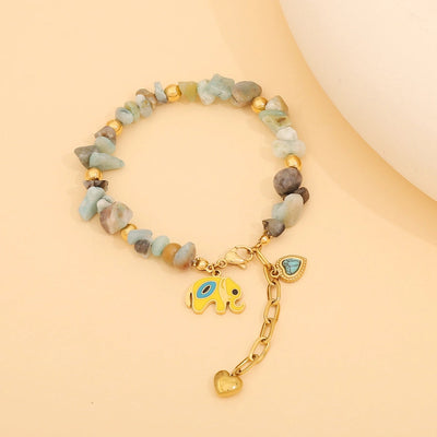 Elegant Commute Heart Shape Eye 18K Gold Plated 304 Stainless Steel Stone  Bracelets