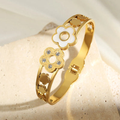 Casual Simple Style Streetwear Floral 304 Stainless Steel Stainless Steel Bracelets In Bulk