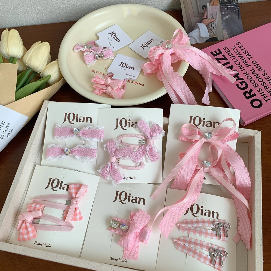 Women's Sweet Bow Knot Cloth Inlay Rhinestones Hair Clip Hair Tie