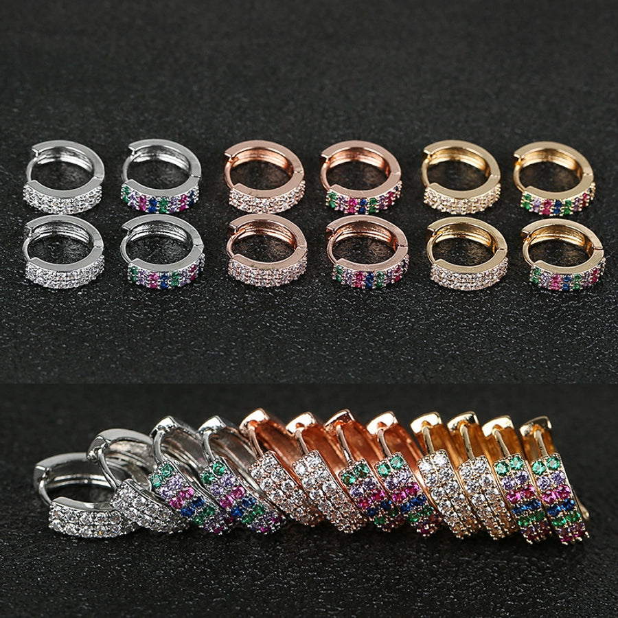 1 Pair Elegant Simple Style Geometric Copper Zircon Earrings