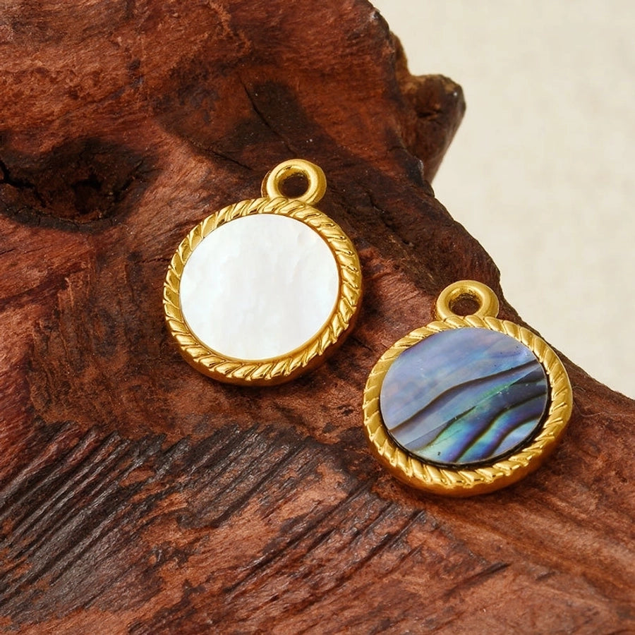 Jewelry Vintage Style Classic Style Round 304 Stainless Steel Shell Abalone Shell 18K Gold Plated Irregular Plating Charms Pendant Necklace