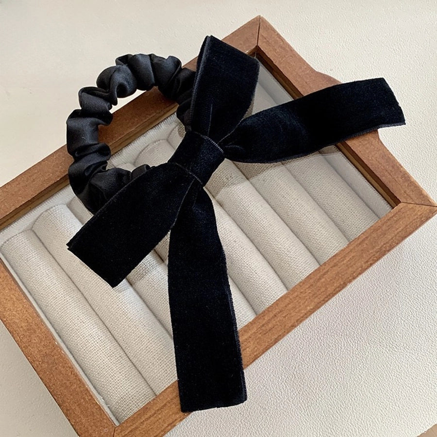 Black velvet bow simple elegant hair tie female hair band  new autumn and winter high-grade hair rope hair rope