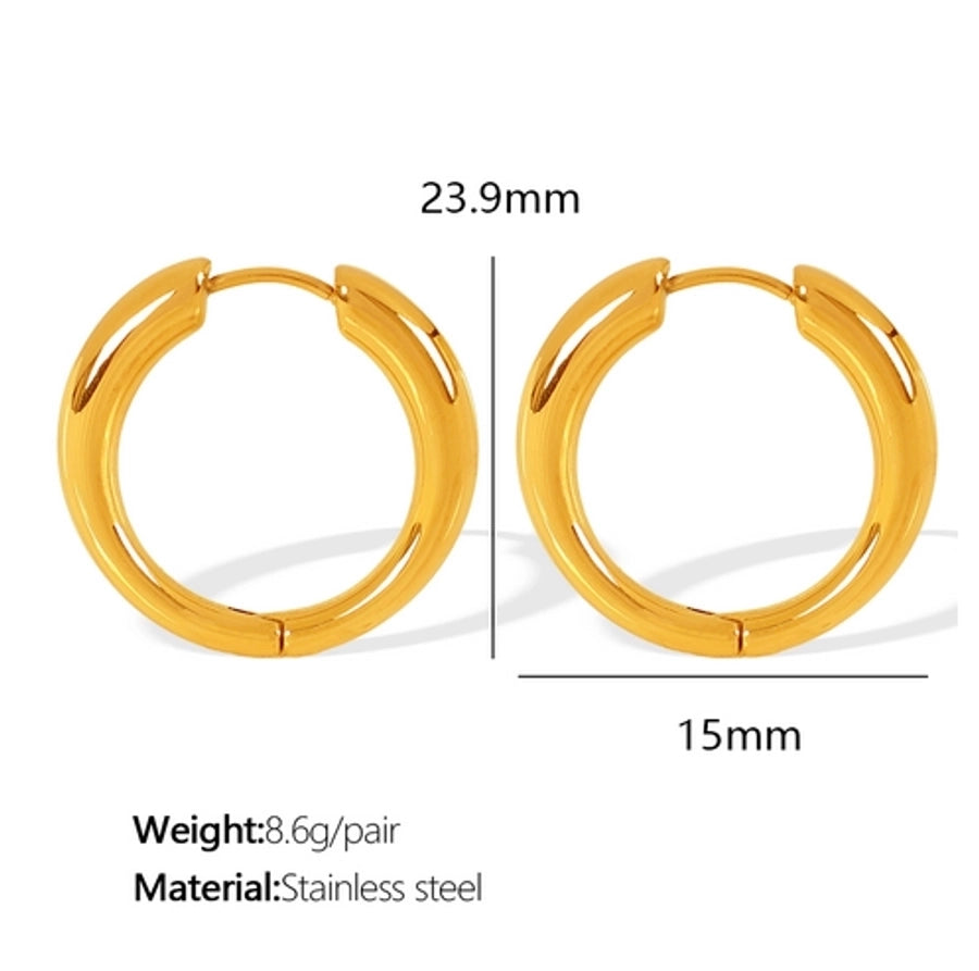 1 Pair IG Style Elegant Simple Style U Shape Round Polishing Plating 304 Stainless Steel 18K Gold Plated Earrings