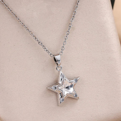 Jewelry Cute Queen Bridal Star 316 Stainless Steel  Copper Zircon 18K Gold Plated Inlay Pendant Necklace