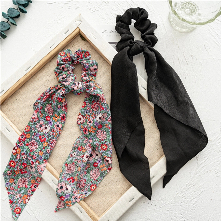 vacation polka dots solid color flower cloth floral hair tie