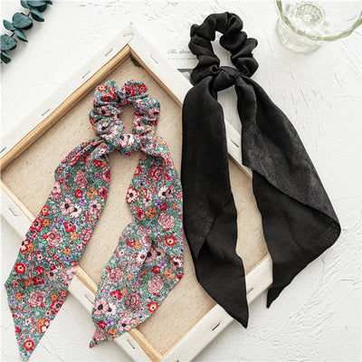 vacation polka dots solid color flower cloth floral hair tie