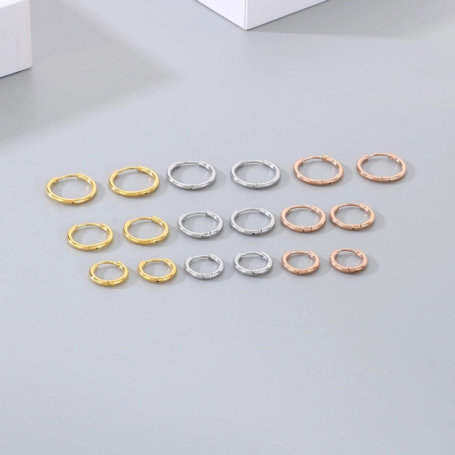 1 Pair Simple Style Round 304 Stainless Steel 18K Gold Plated Earrings